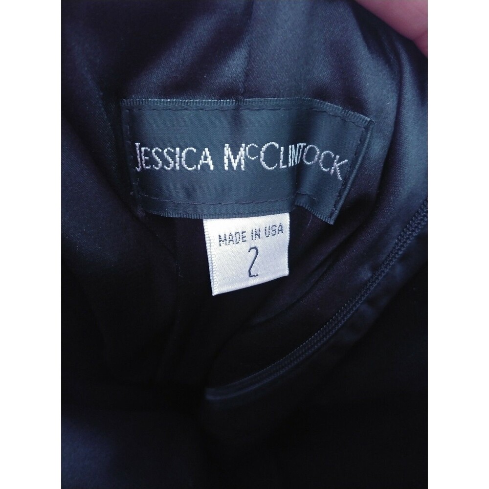 Jessica McClintock Black Stretch Bodycon Strapless Lace Panel Dress NWT Size 2 - Picture 5 of 6